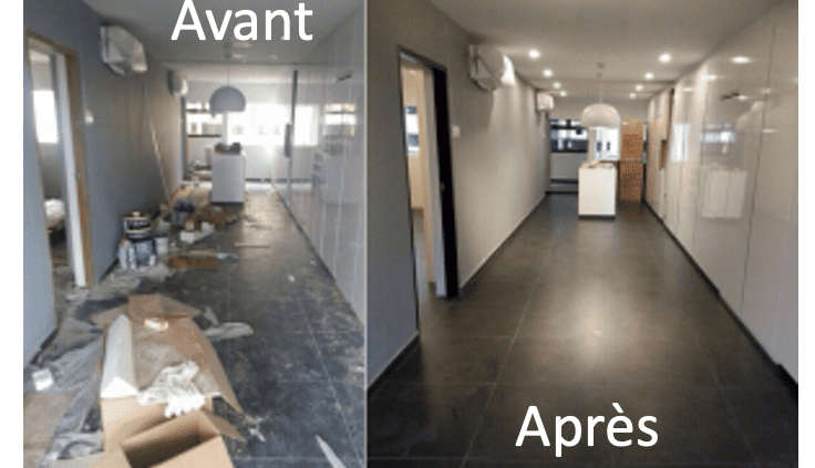 Photos avant et après d’une inspection qualité sur un chantier